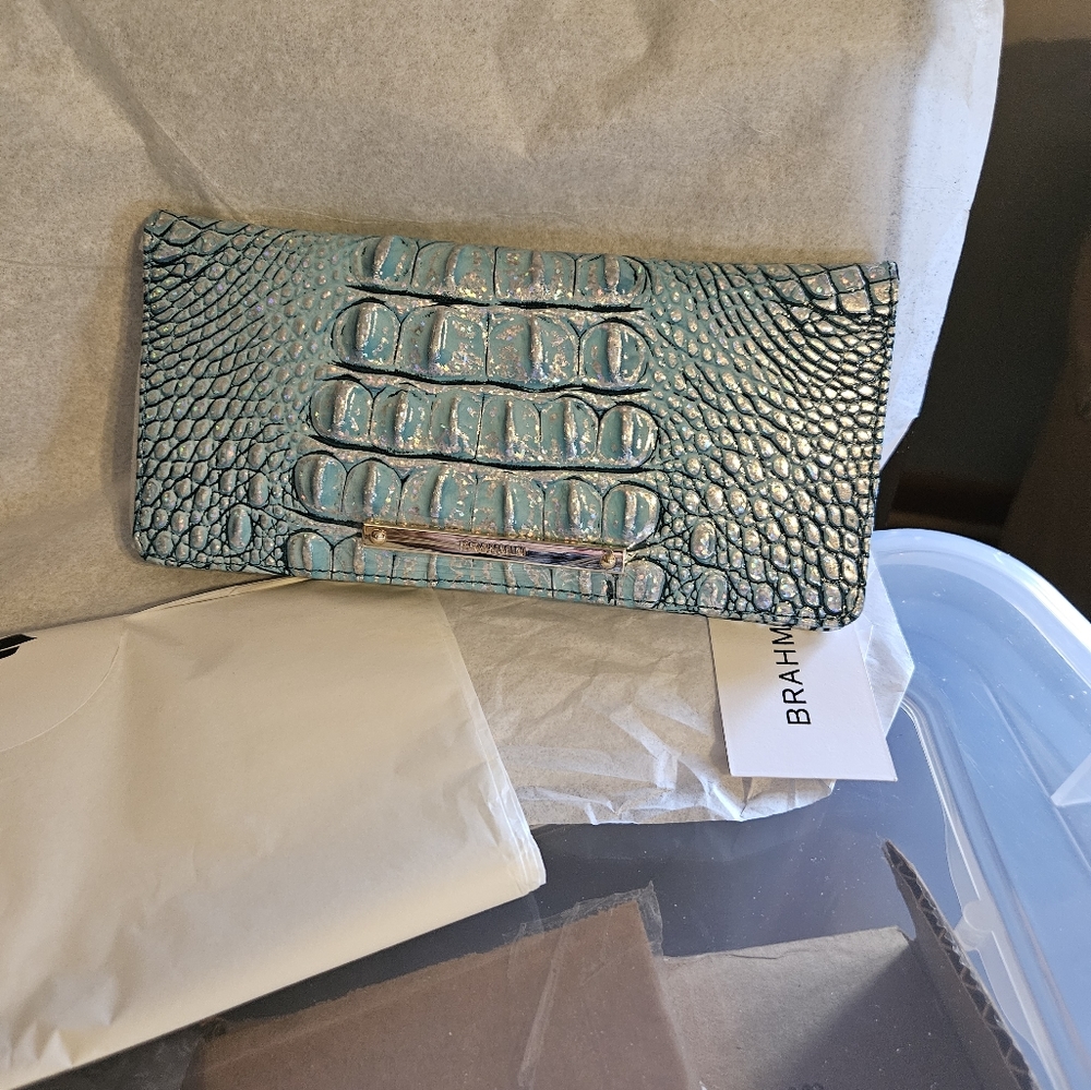 NWT Brahmin Leather Artic Blue Ady Wallet